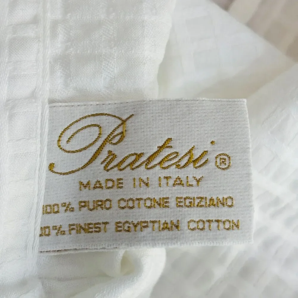 Pratesi Pillow Cover Boudoir Small White Windowpane Made in Italy Fine Cotton